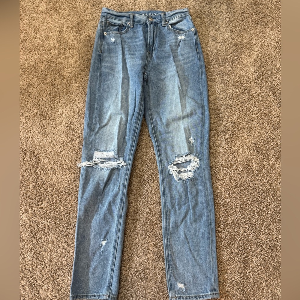 American Eagle Outfitters Blue Skinny Jeans with Distressing
